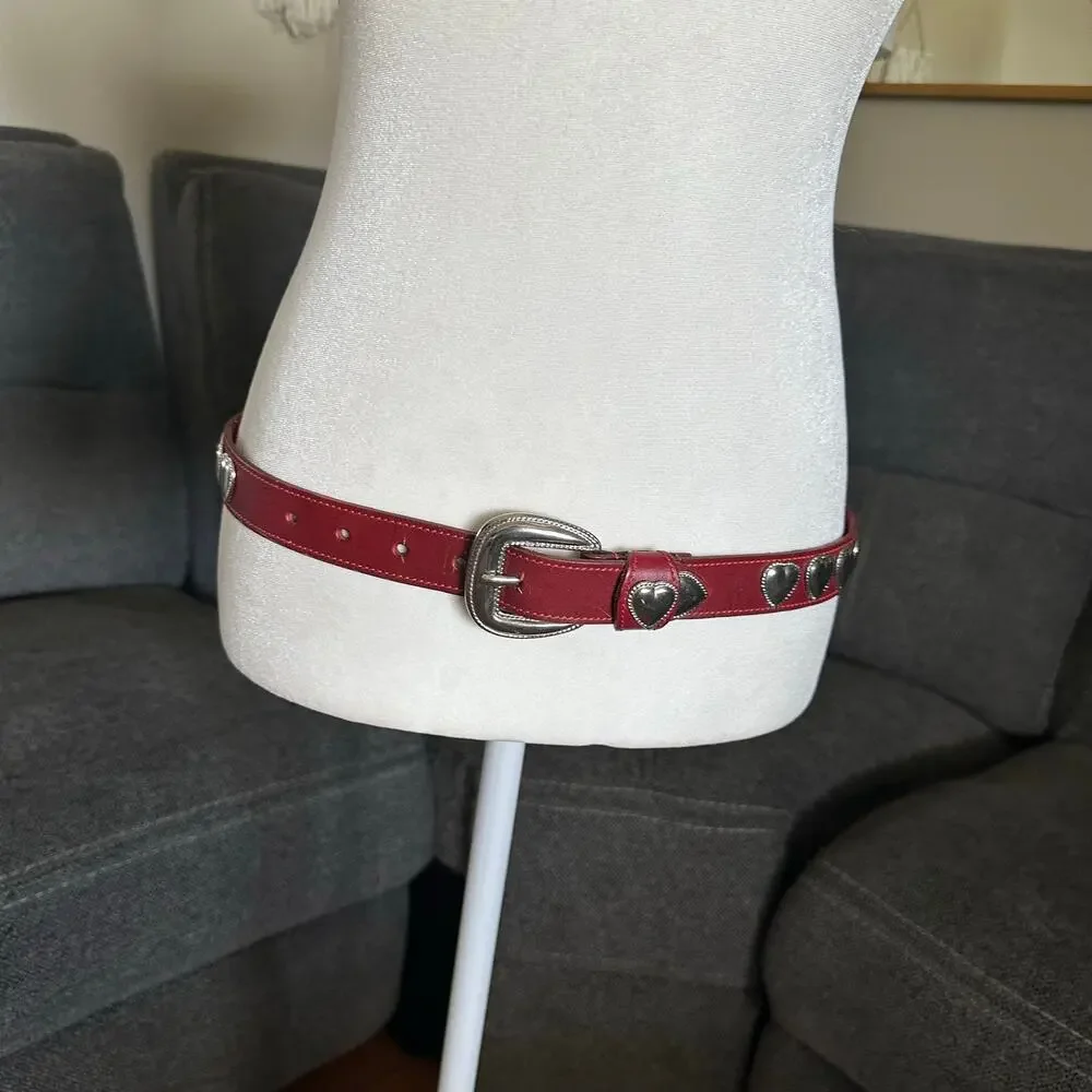 Vintage red leather with metal hearts